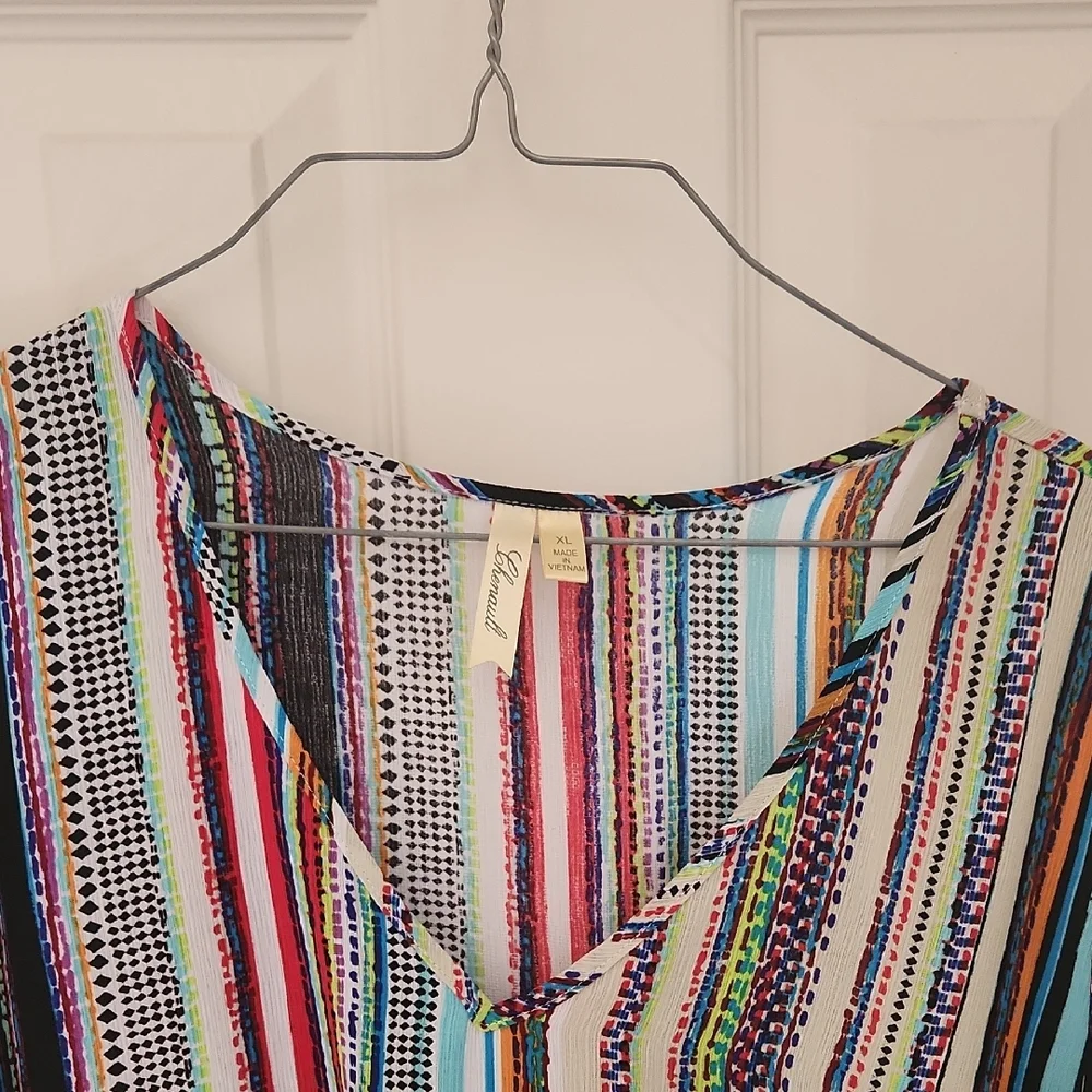 Chenault Colorful Striped Blouse with Tie-Front - Picture 2 of 5